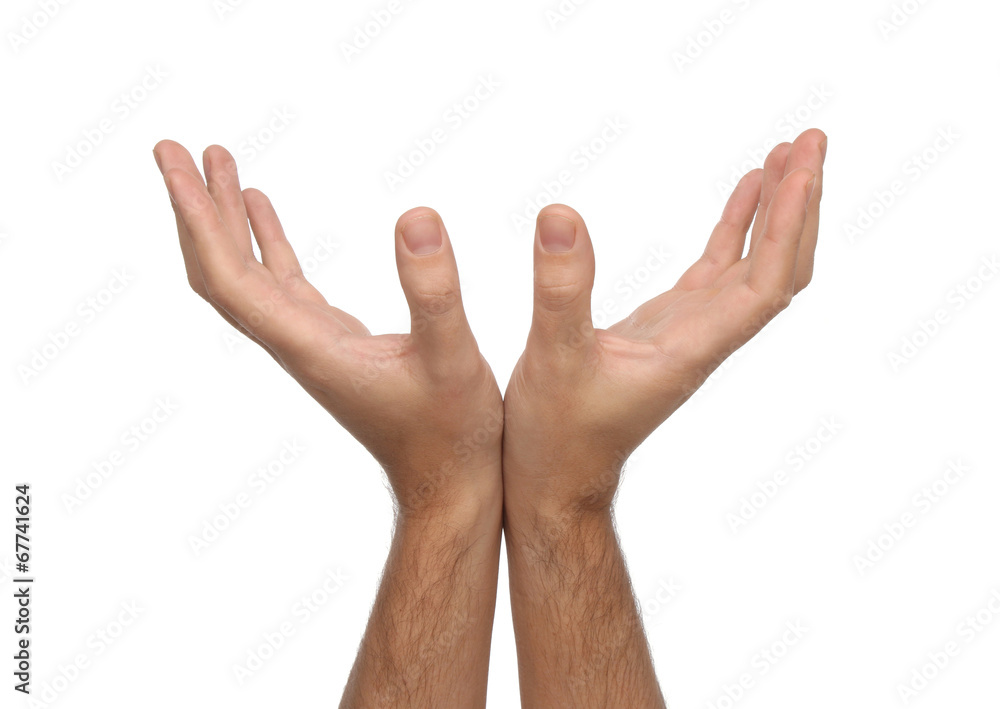 Two male hands isolated on white background Two male hands isolated on white background