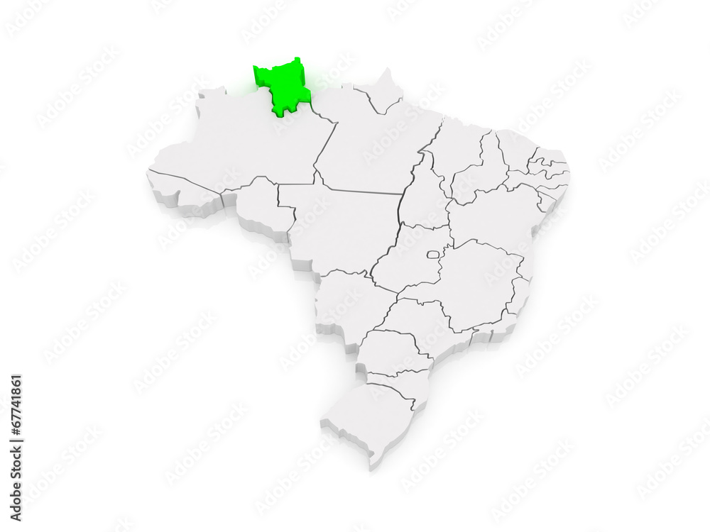 Map of Roraima. Brazil.
