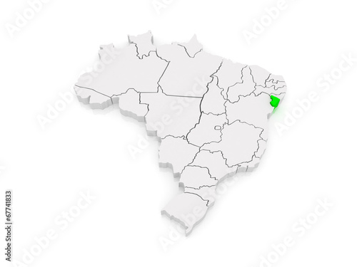 Map of Sergipe. Brazil.