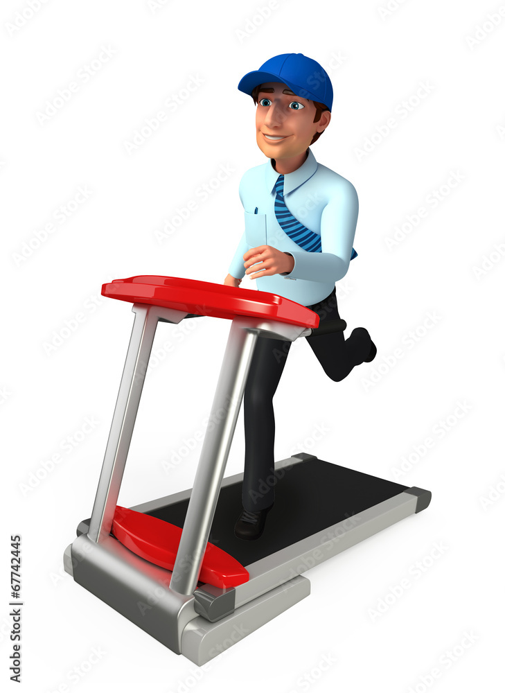 Young Service Man with walking machine Young Service Man with walking machine