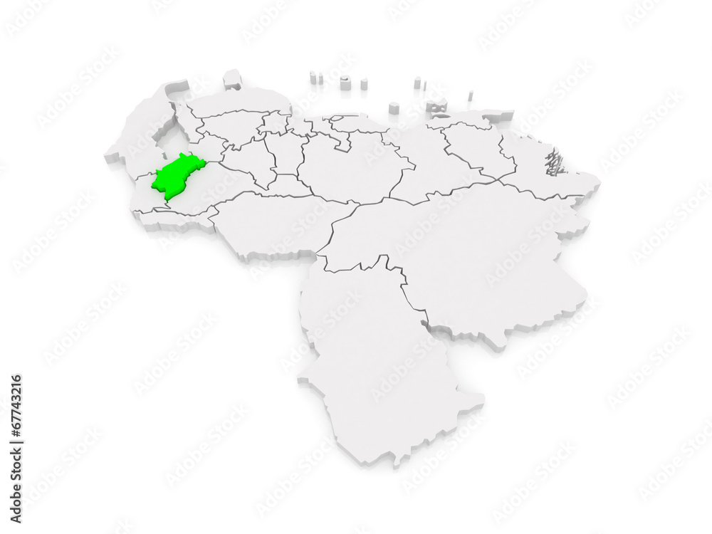 Map of Merida. Venezuela.