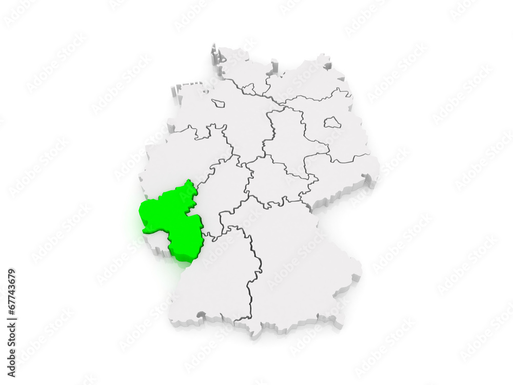 Map of Rheinland-Pfalz. Germany.