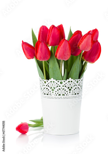 Fototapeta Naklejka Na Ścianę i Meble -  Red tulips in flowerpot