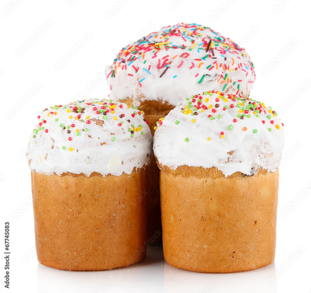 Sweet Easter cakes isolated on white Sweet Easter cakes isolated on white