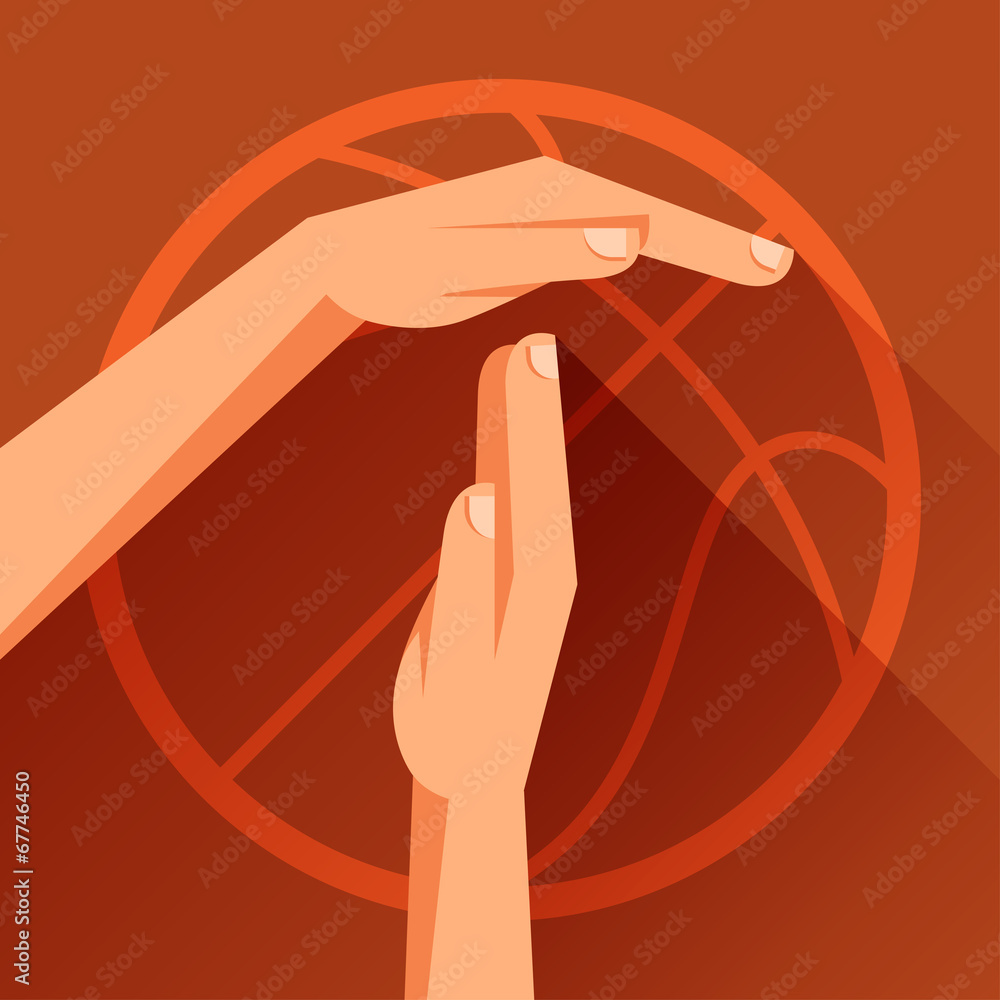 Fototapeta premium Sports illustration with basketball gesture sign timeout.
