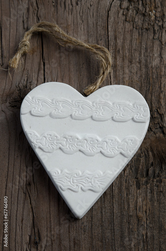 Valentines Day background white clay Heart