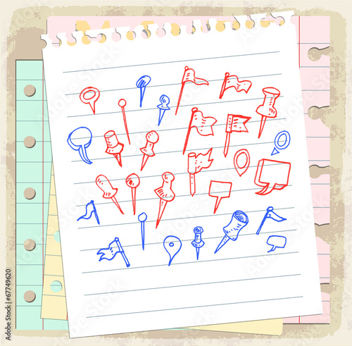 Set of hand drawn map pointers