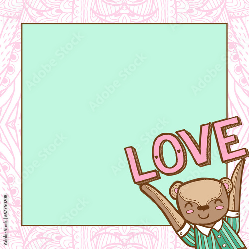 background for text with a happy teddy bear