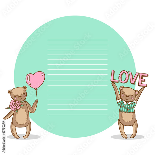 card with two happy teddy bears