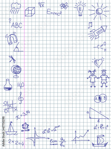 Hand drawn Back to School sketch on squared notebook paper