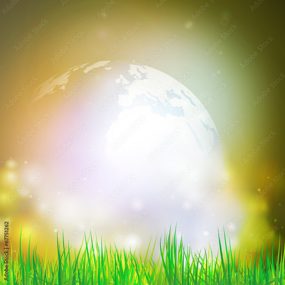 Abstract background of globe with grass vector illustration.View