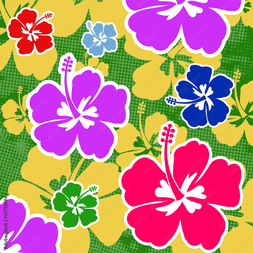 Seamless pattern with Hibiscus flower