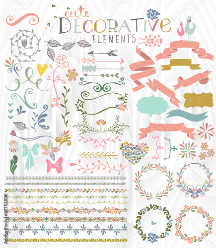 Cute stylish decorative elements vector illustration