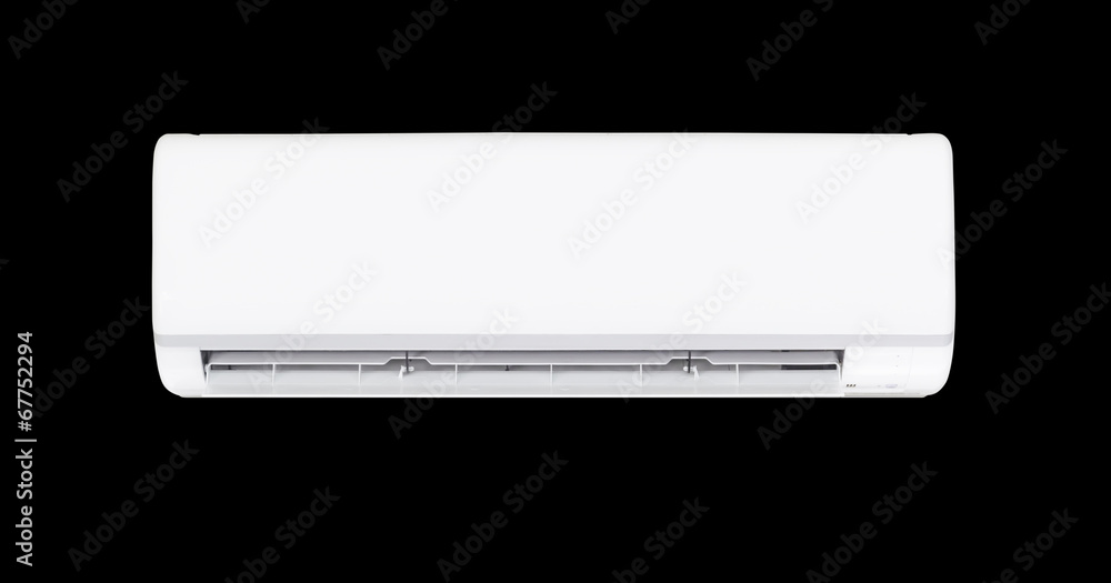 ir conditioner (AC) indoor unit icon or evaporator and wall mounted. That is part of mini split system or ductless system type. For removing heat and moisture from room. Isolated on black ground. ir conditioner (AC) indoor unit icon or evaporator and wall mounted. That is part of mini split system or ductless system type. For removing heat and moisture from room. Isolated on black ground.