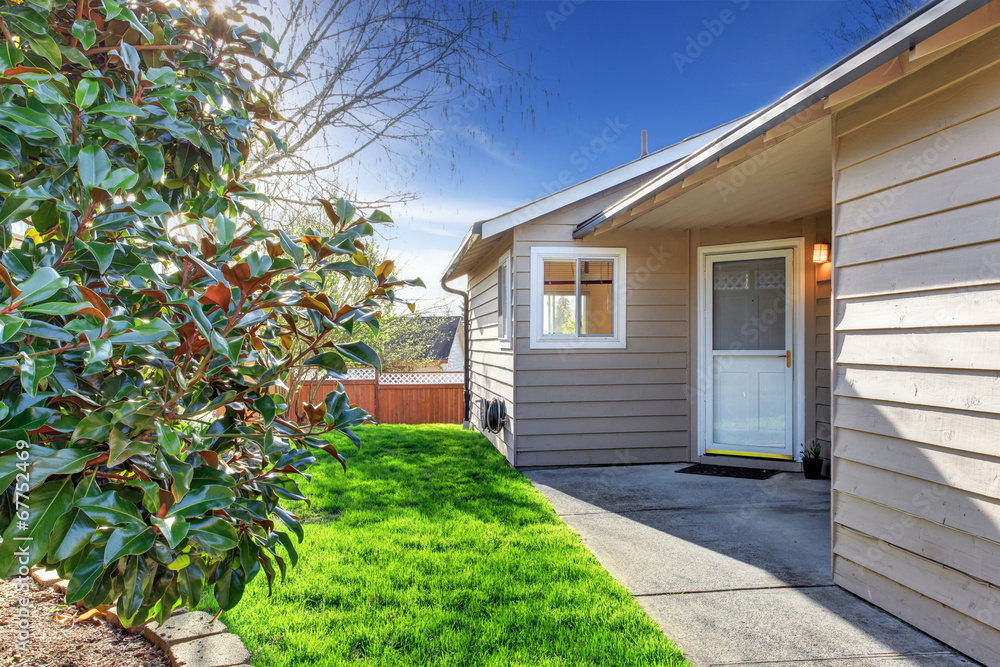 Fototapeta premium Simple house exterior. Entrance view
