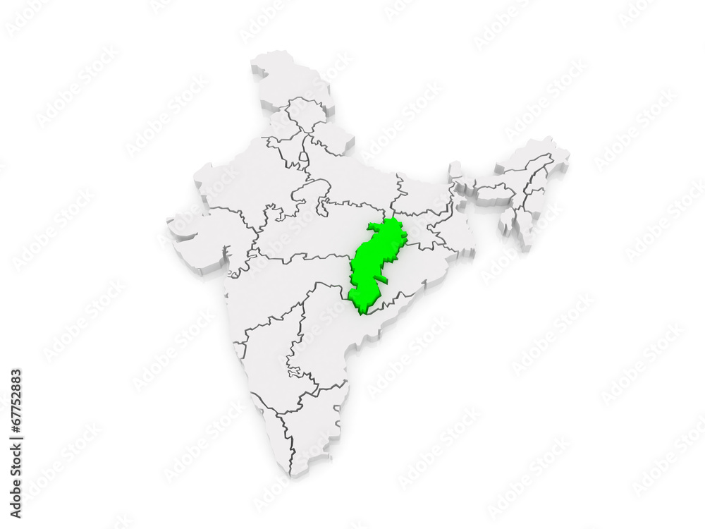 Fototapeta Map of Chhattisgarh. India.