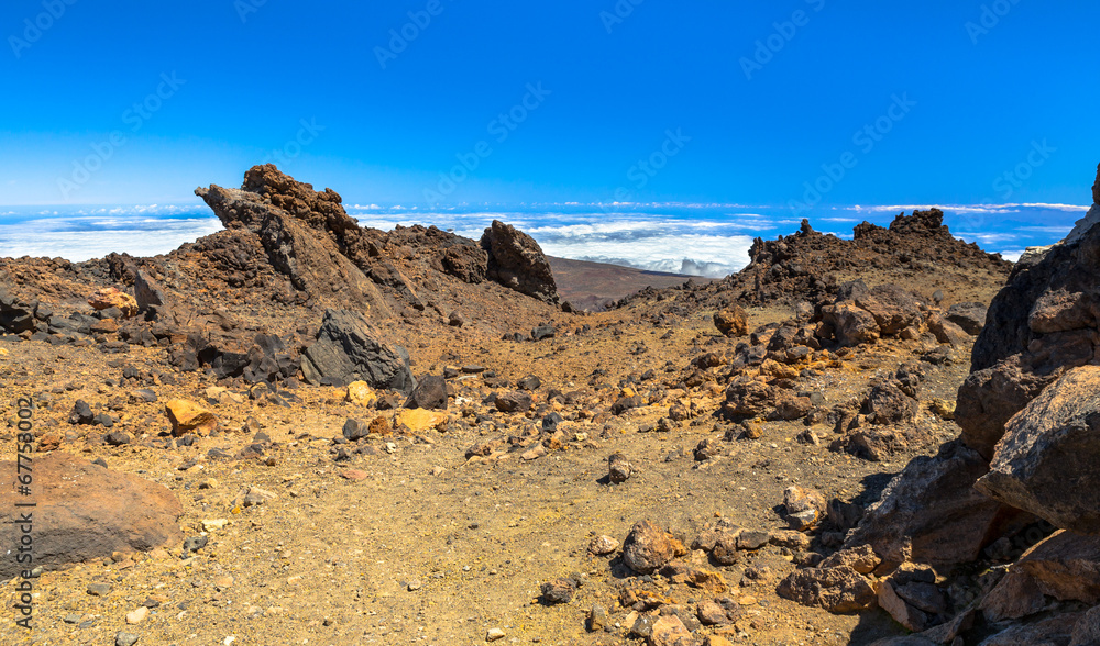 Deserted of sand and rocks at  the top of Teide volcano