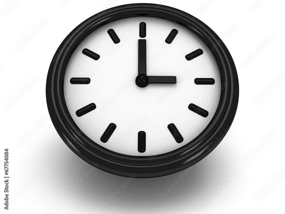 3D Round clock shows three o'clock 3D Round clock shows three o'clock