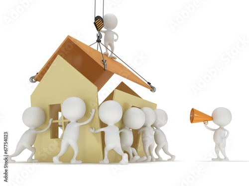 3D people build a house