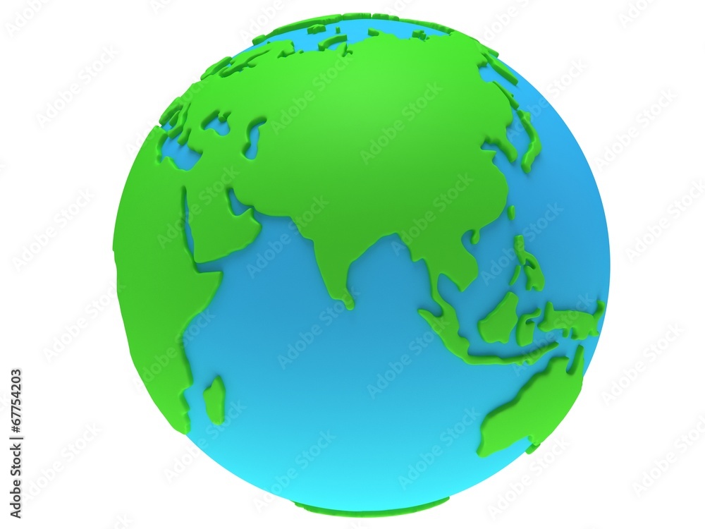 Earth planet globe. 3D render. India view.