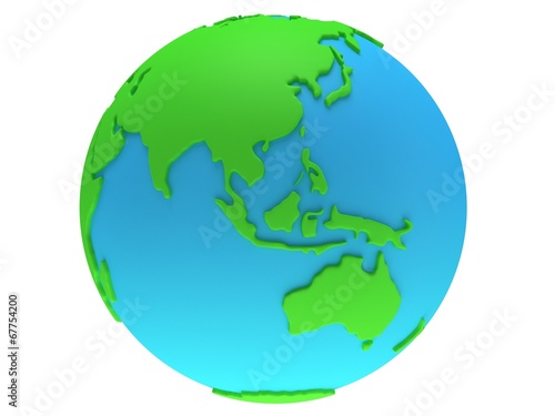 Earth planet globe. 3D render. China view.