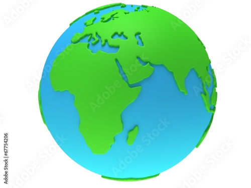 Earth planet globe. 3D render. Africa view.