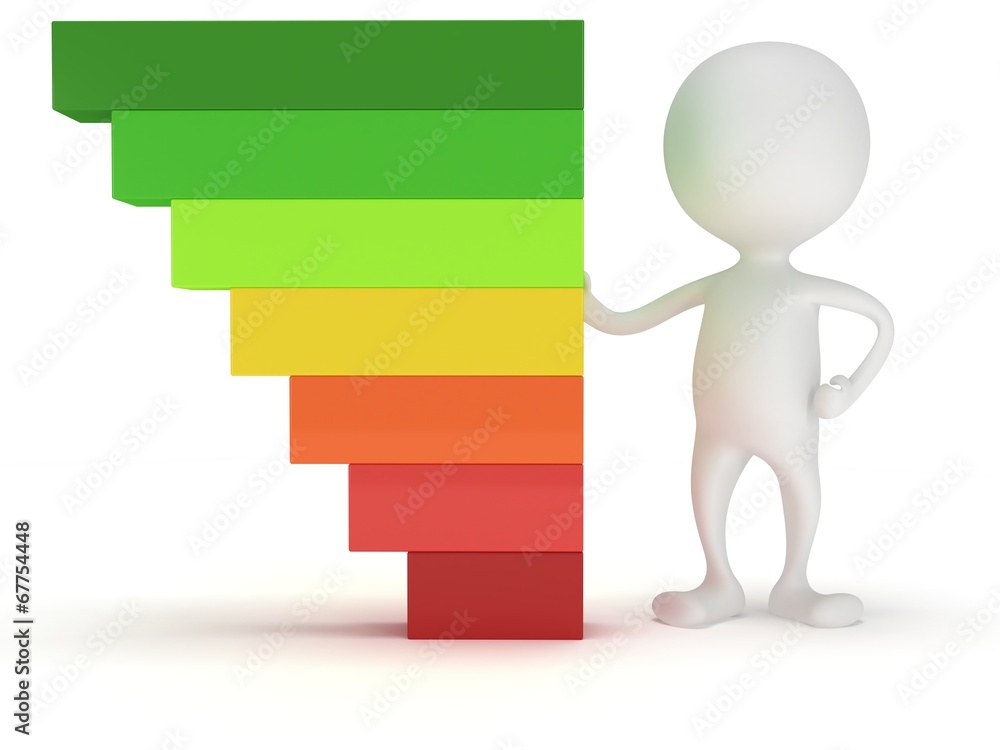3D man person and energy efficiency chart 3D man person and energy efficiency chart