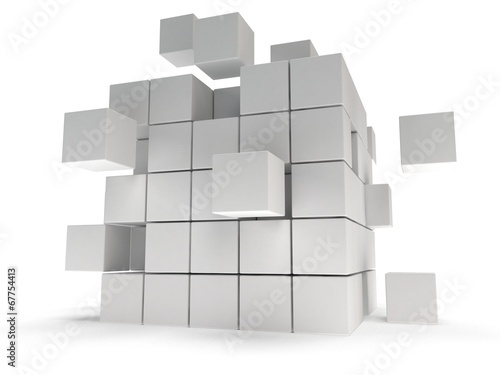 Cubes block. Assembling concept. On white. photo