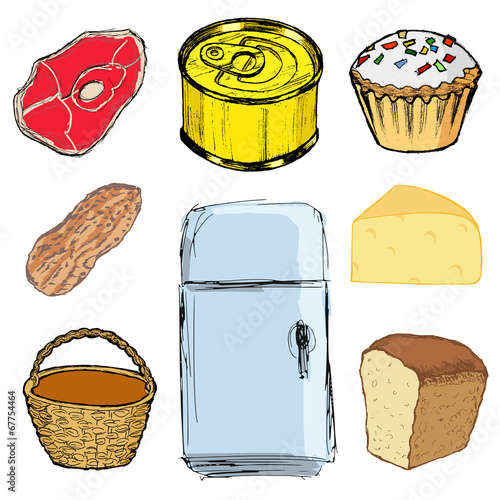 set of food objects