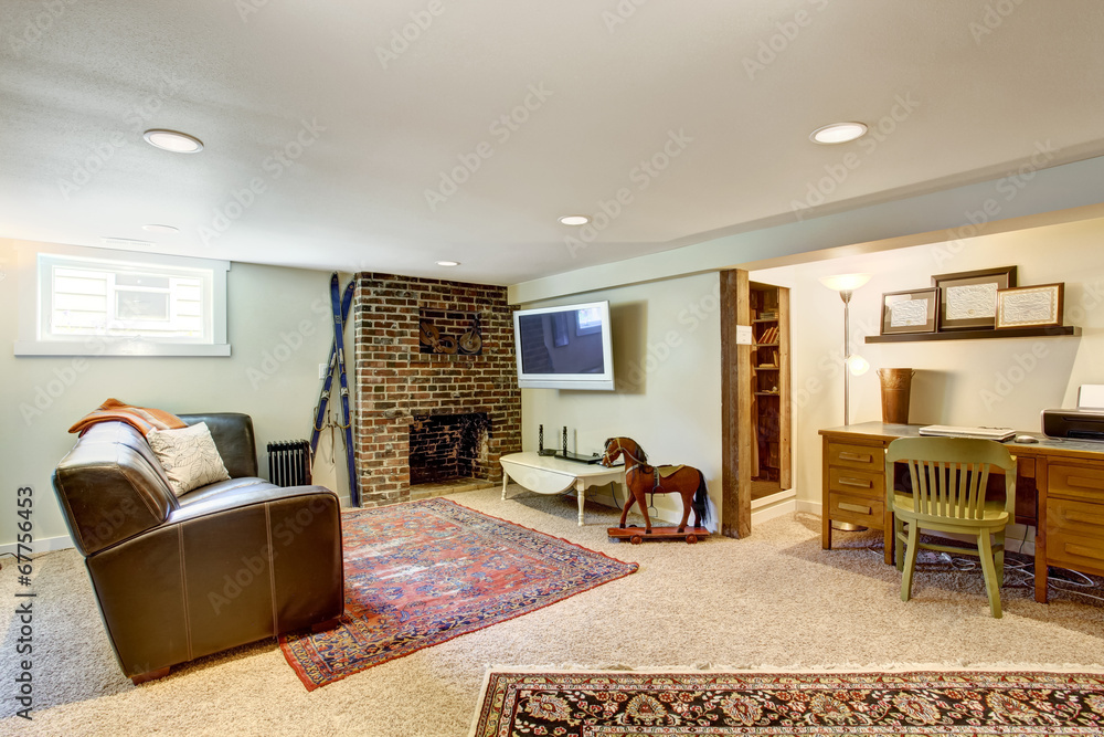 Fototapeta premium Living room and office area in old house