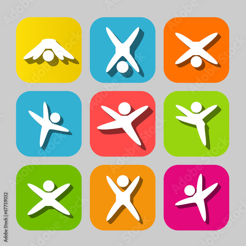Icons of modern people leading active lifestyle