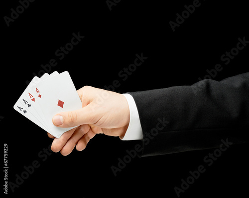 Caucasian male hand in a business suit isolated