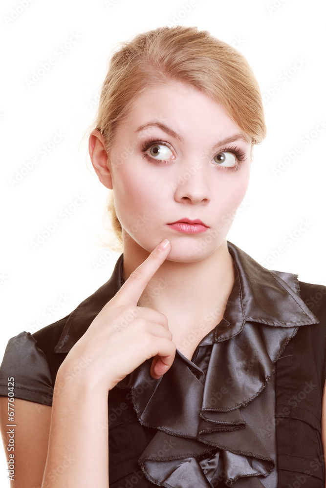 Portrait of thougthful businesswoman pensive woman Portrait of thougthful businesswoman pensive woman