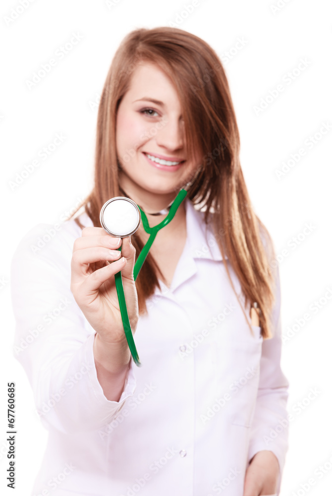 Medical. Woman doctor in lab coat with stethoscope Medical. Woman doctor in lab coat with stethoscope