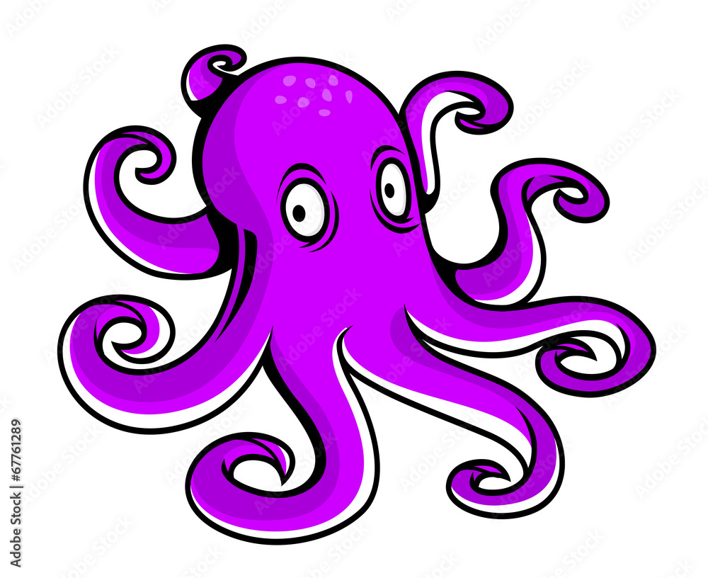 Bright purple cartoon octopus