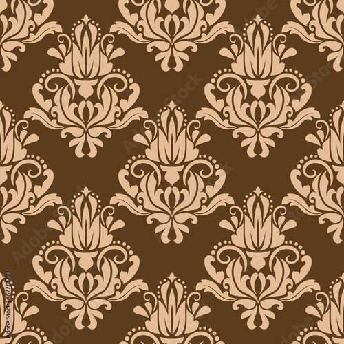 Brown and beige floral seamless pattern