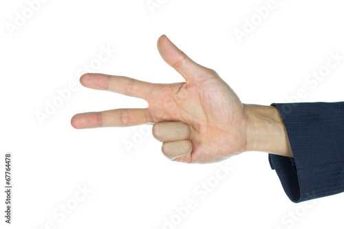 Businessman Counting Three Finger Isolated on White photo