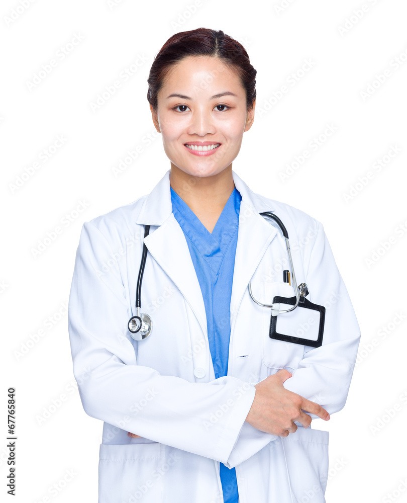 Smiling asian woman cross arm standing Smiling asian woman cross arm standing