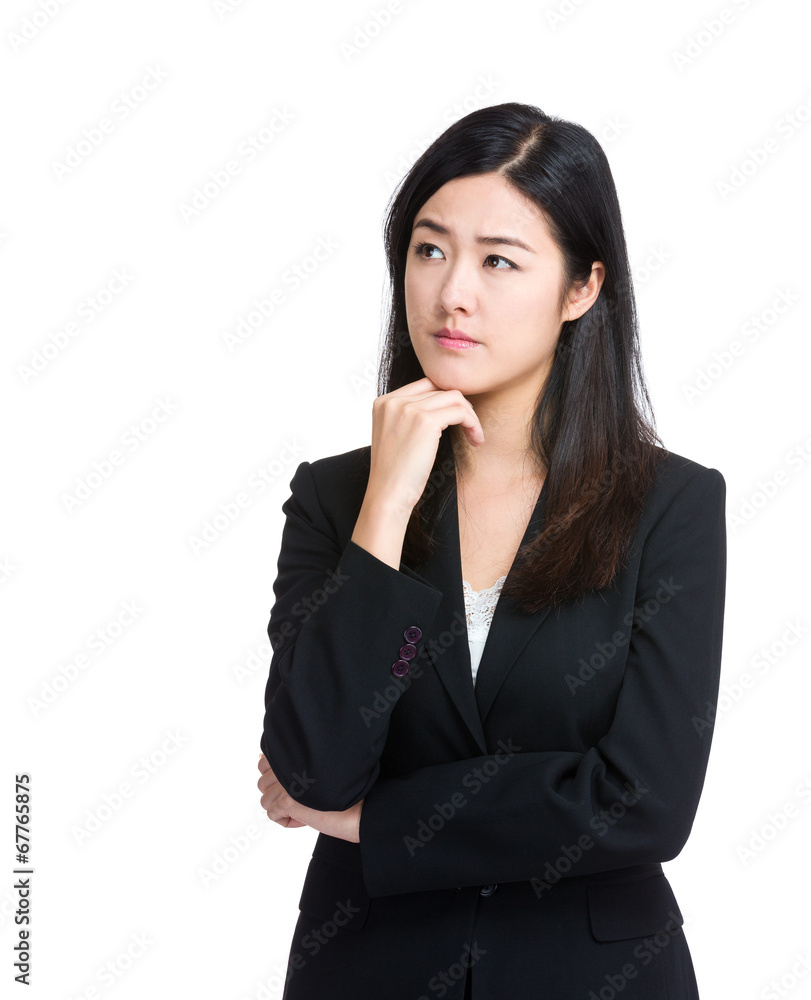 Asian Business Woman thinking isolated Asian Business Woman thinking isolated