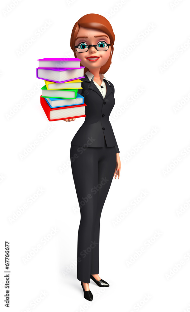 Young Business Woman with books pile Young Business Woman with books pile