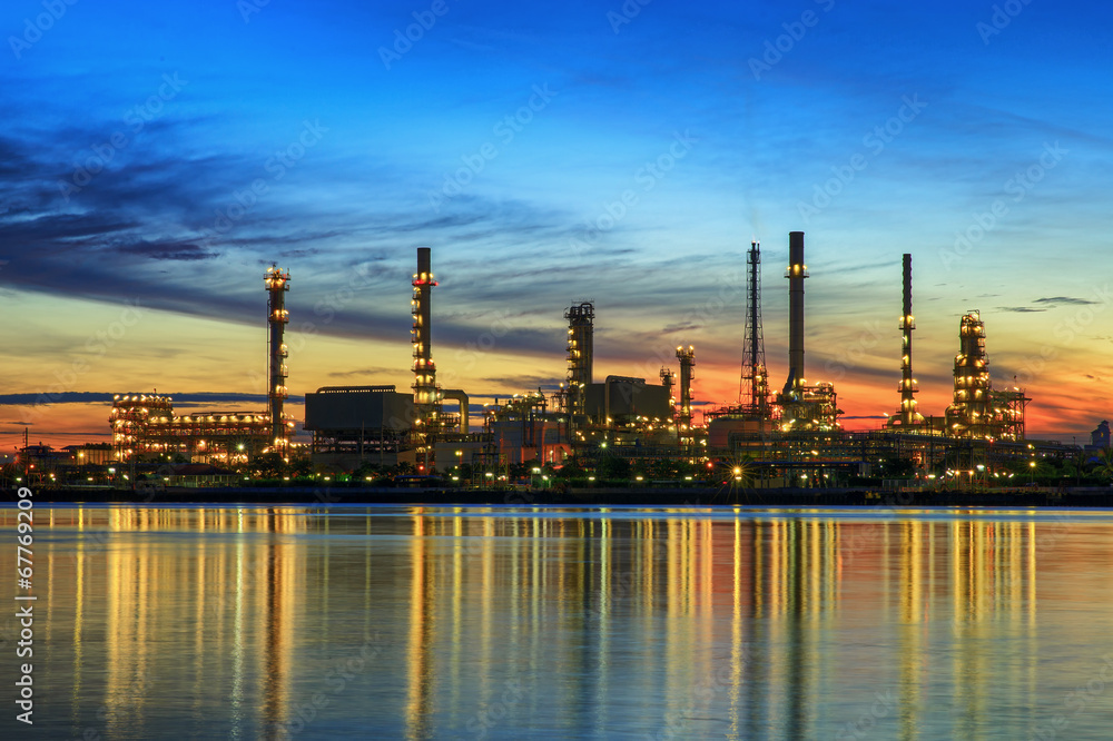 petrochemical plant in night time