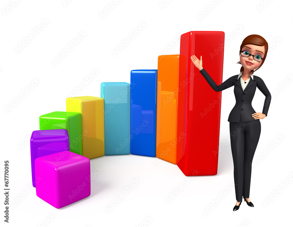 Young Business Woman with business graph Young Business Woman with business graph