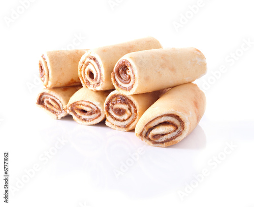 Rolled Yummy Cakes with Milky Cocoa Filling
