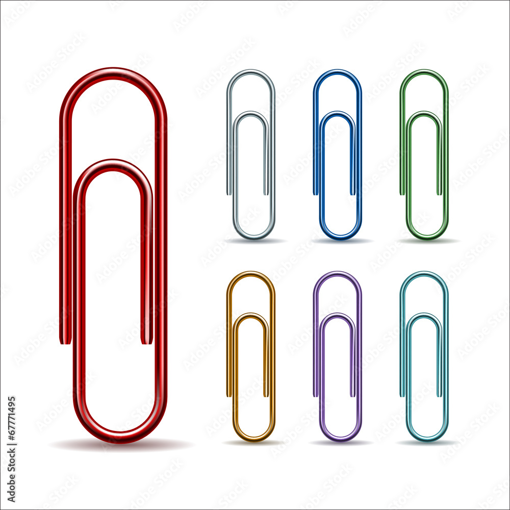 Set of colored paper clips Set of colored paper clips