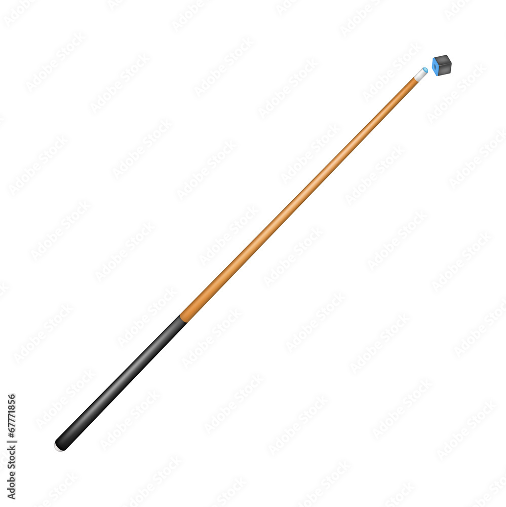 Billiard cue and chalk block Billiard cue and chalk block