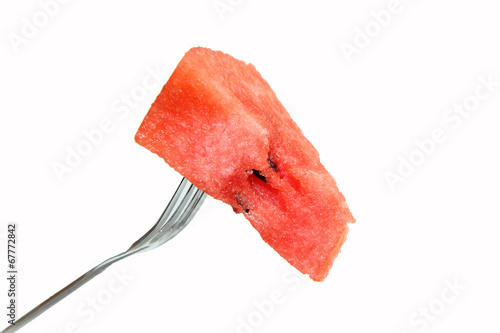 Принти на полотні Red watermelon impaled on a fork