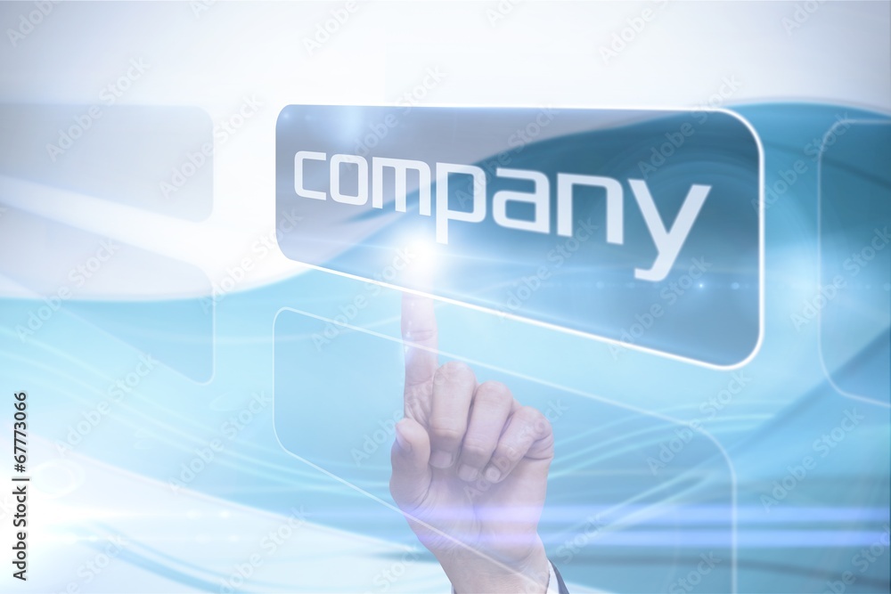 Businessman pointing to word company Businessman pointing to word company