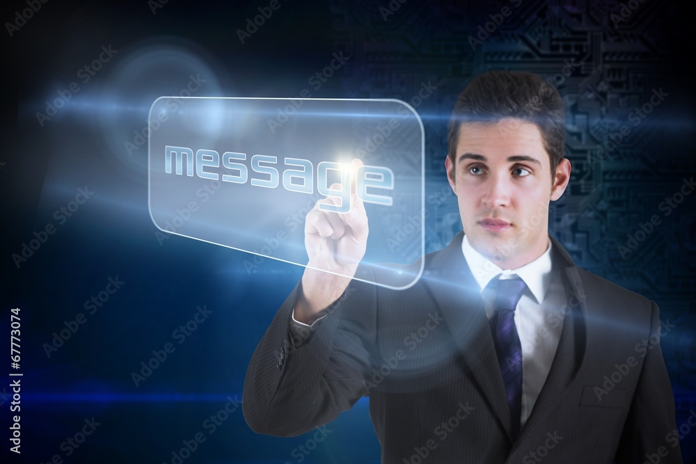 Obraz premium Businessman pointing to word message