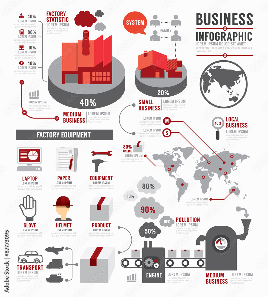 Infographic Business world industry factory template design . co - obrazy, fototapety, plakaty 