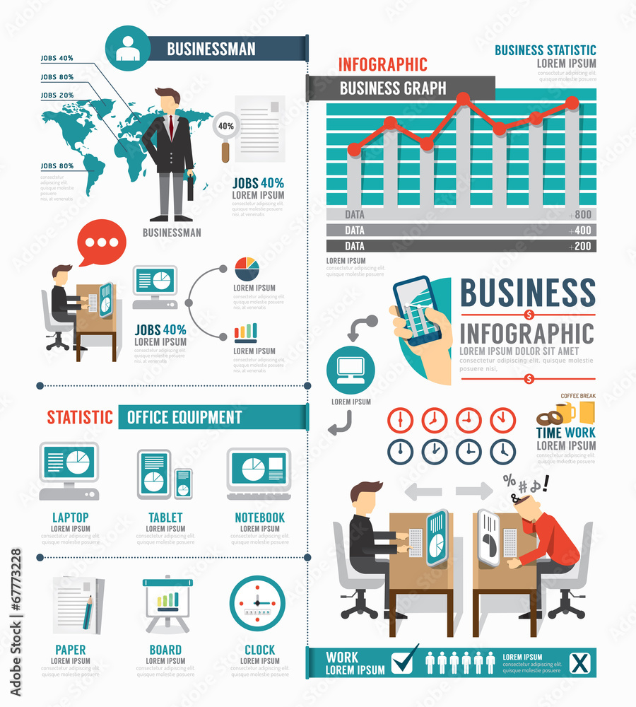 Infographic Business world job template design . concept vector - obrazy, fototapety, plakaty 